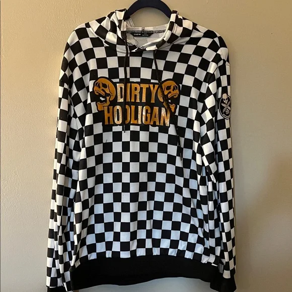 SHEIN Black and White Checkered Hoodie - Picture 1 of 3